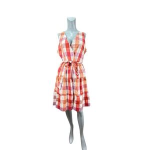 J Crew Women's Sleeveless Multi Color Checked Cotton Dress Size‎ 12 Preowned